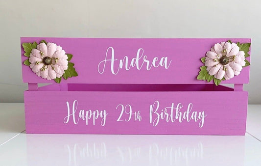 Personalised Birthday Crate - Dark Pink