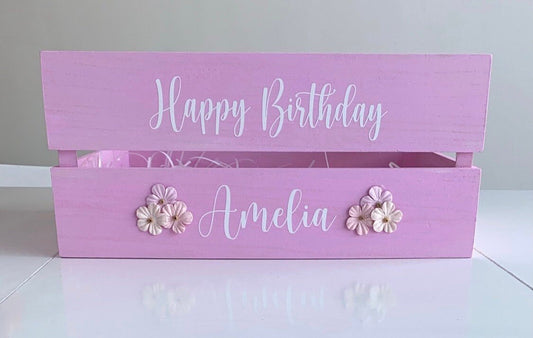 Personalised Birthday Crate - Light Pink